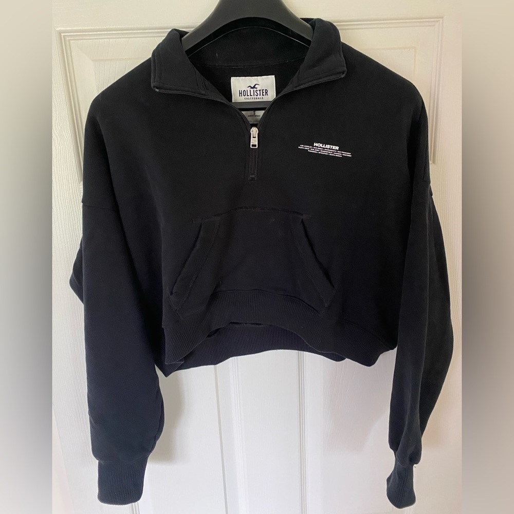 Black Cropped Quarter-Zip | Hollister